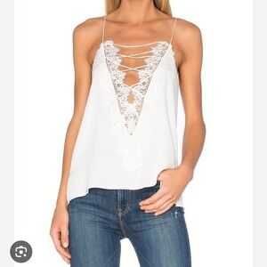 Cami NYC The Charlie Charmeuse Romantic Sexy Creamy White Silk Cami‎ Size L